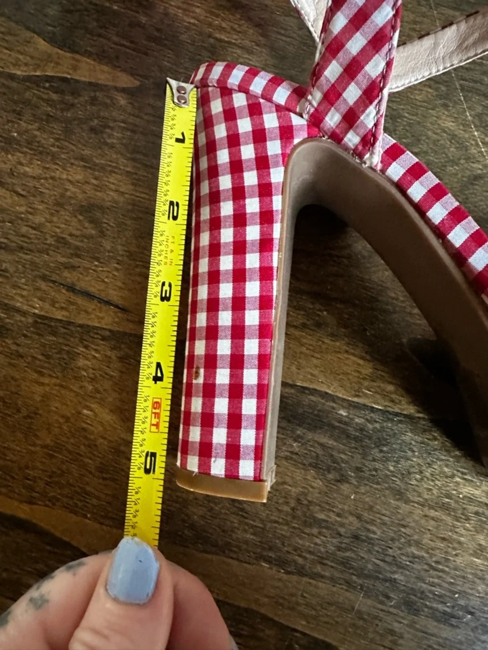 Rue21 Red and White Gingham Platform Heels